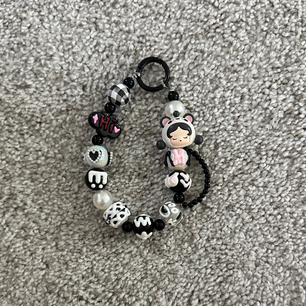 Hand made skull panda phone chain